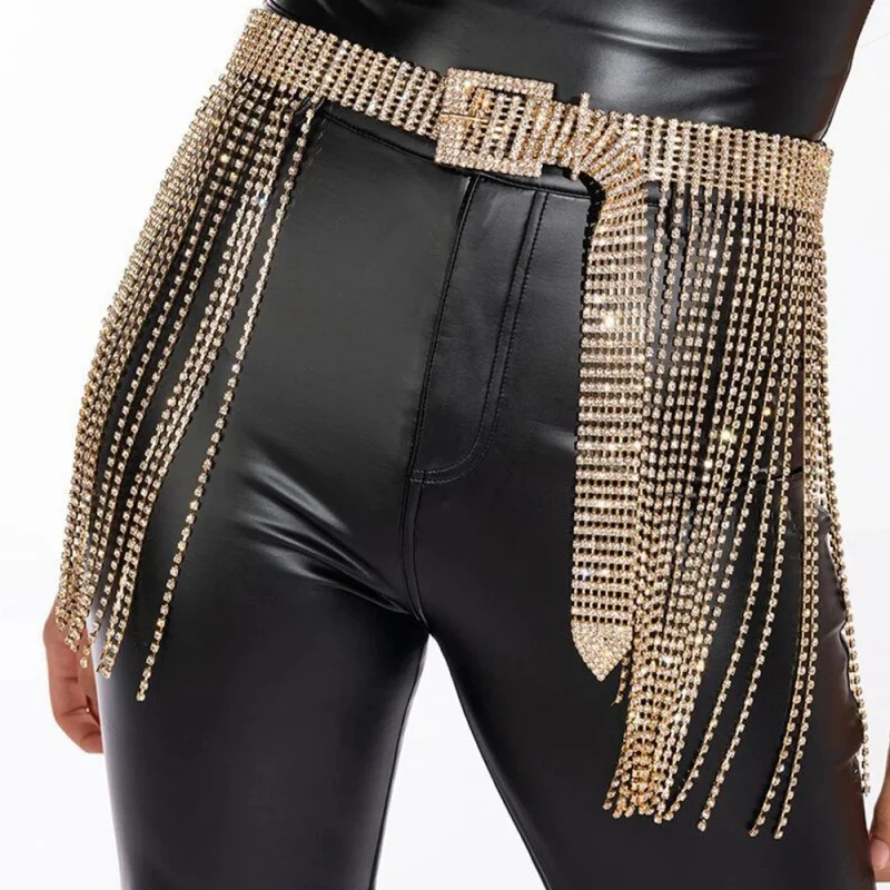 الجسم سلسلة عبر الحدود جديد حجر الراين الخصر سلسلة الراقية حزام مشبك مطعمة الماس شرابة مثير بيكيني تنورة الجسم سلسلة #5