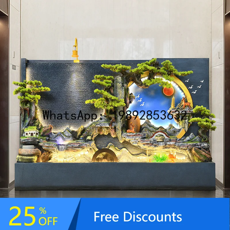 

LYY Water Curtain Wall Fake Mountain Water Fountain Screen Living Room Shop Wealth-Attracting Fish Tank Ornament