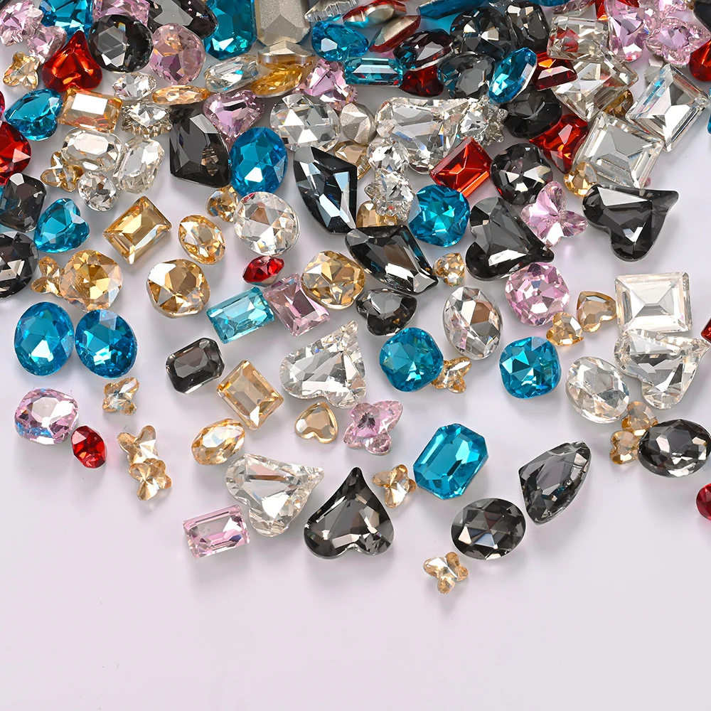 12 Griglia/scatola Rosa Flatback SS4-SS16 Rotondo di Vetro Nail Art Strass Multi-forma Cuore/Farfalla Nail Diamante Unghie FAI DA TE CrystalStone