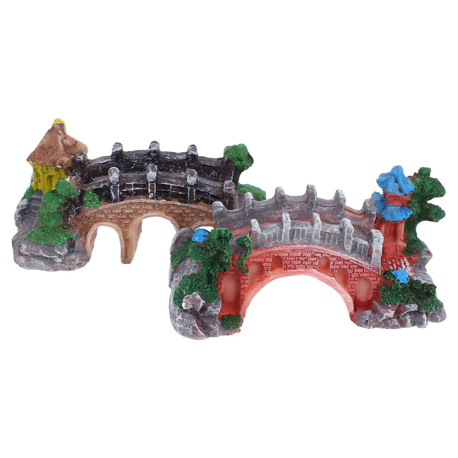 

2 Pcs Retro Bridge Ornaments Dollhouse Diy Decoration Garden Bridges for Outdoors Accessories