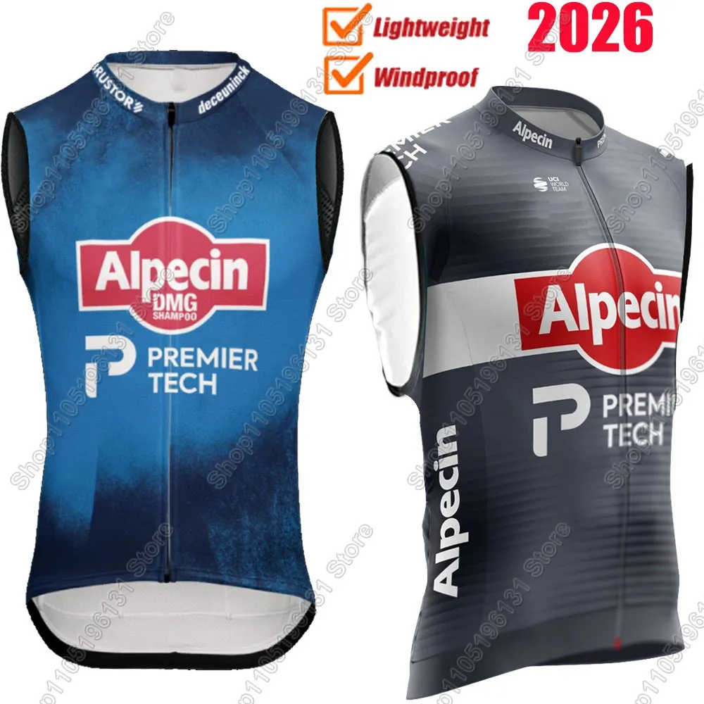 

Велосипедный жилет команды Alpecin Deceuninck 2026, ветрозащитный ветрозащитный жилет Premier-Tech, велосипедный трикотаж без рукавов, одежда для велосипедной ветровки