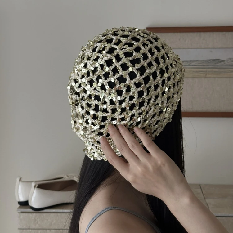 الخريف الإناث الكورية Ins نمط الترتر قبعة الرجعية موضة جديدة النسيج الجوف رئيس التفاف قبعة Y2K الساخن فتاة الاتجاه الباردة قبعة