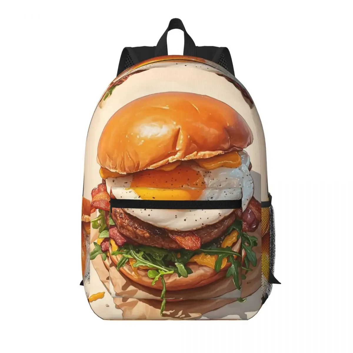 Double Decker Burger Student Backpack School Bag Hiking Travel Daypack for Boys Girls Bookbag Shoulder Bags