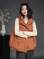 2024 New Winter Autumn Women Coat Warm Down Vest Casual Fashion Looser Waistcoat 90% White Duck Down Gilet Female Puffer Jacket