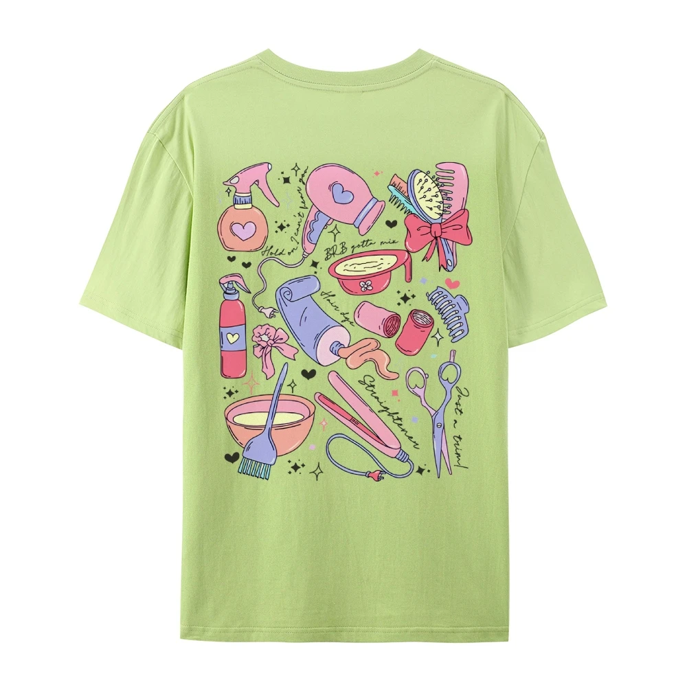 Sweetheart Girly Style Cute Ladies Cotton T-Shirt Loose Large Size Comfortable Short Sleeve Summer 2024 Simple Fashion Top