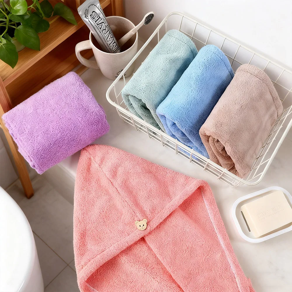 Women's Quick-Dry Dry Hair Hat - Coral Fleece Thickened Wrap Bonnet, Super Absorbent & Soft, Essential Bathroom Head Towel