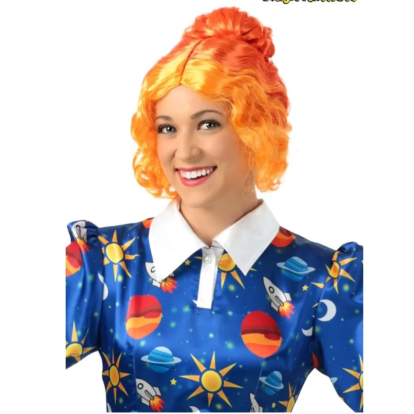 

Synthetic Orange Gradient Detachable Highlight Short Curly Wig Middle Part Cosplay Party Costume Heat Resistant Fiber Hair