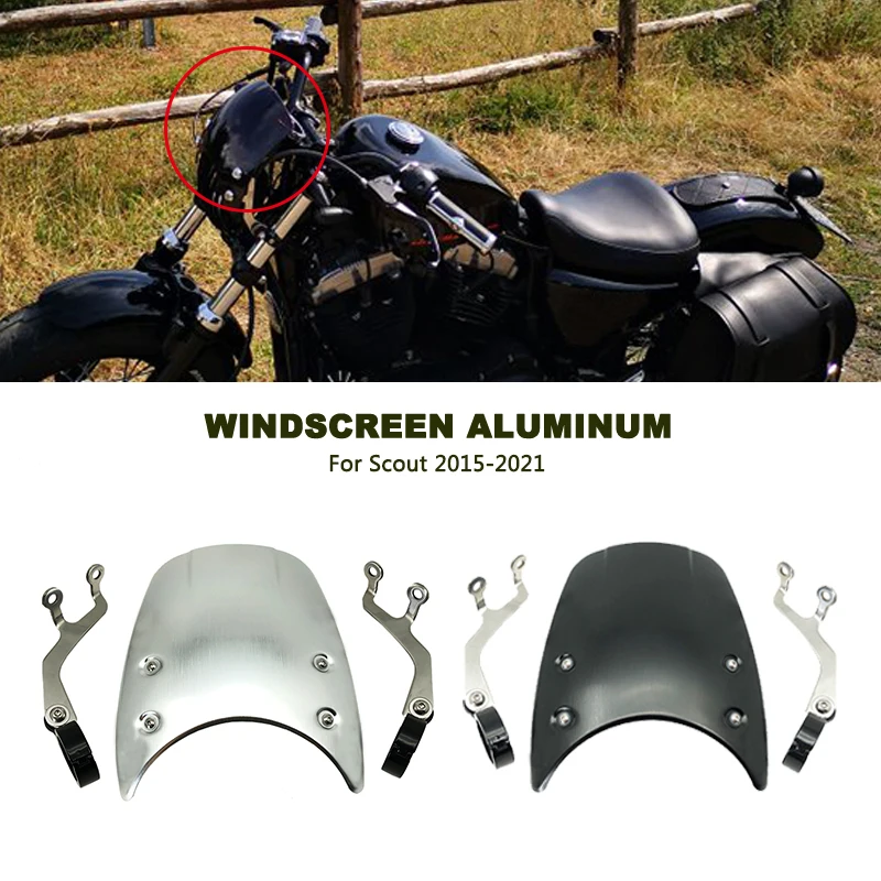 Parabrisas de aluminio para motocicleta, accesorio compatible con Indian Scout 2015, 2016, 2017, 2018, 2019, 2020, Scout Sixty/Scout Bobber, 39mm-41mm