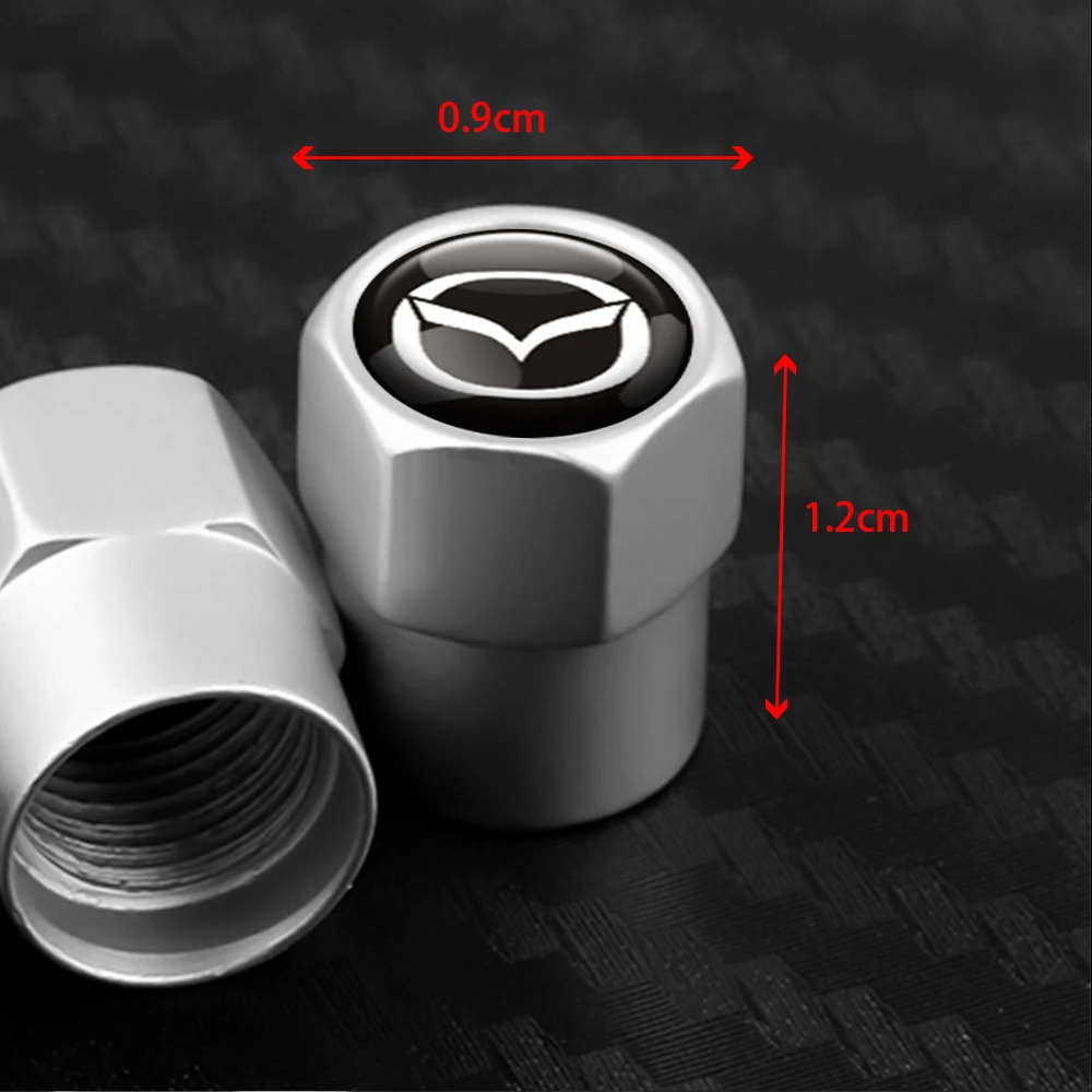 4PCS Car Badge Wheel Tires Valve Caps Tyre Valve Stem Covers Accessories For Mazda 3 5 Axela CX5 CX3 CX30 CX9 Atenza Demio RX7