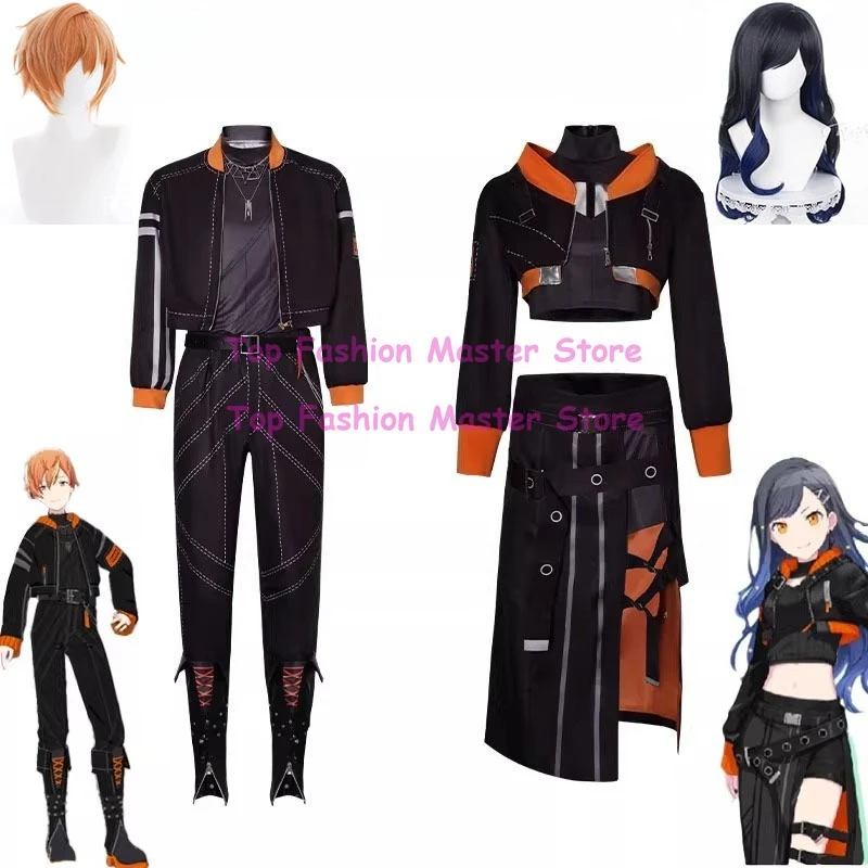 

Newly CR Shinonome Akito Cosplay Anime PJSK Shiraishi an Cosplay Costume Woman Man Black Uniform Set Outfit for Party Play