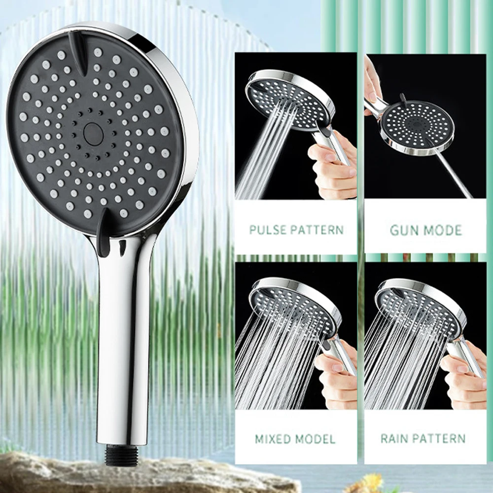 12.5CM Big Panel Large Flow Shower Head Mixer High Pressure 3 Modes Water-Saving Spray Nozzle Rainfall Shower Bath Accessories