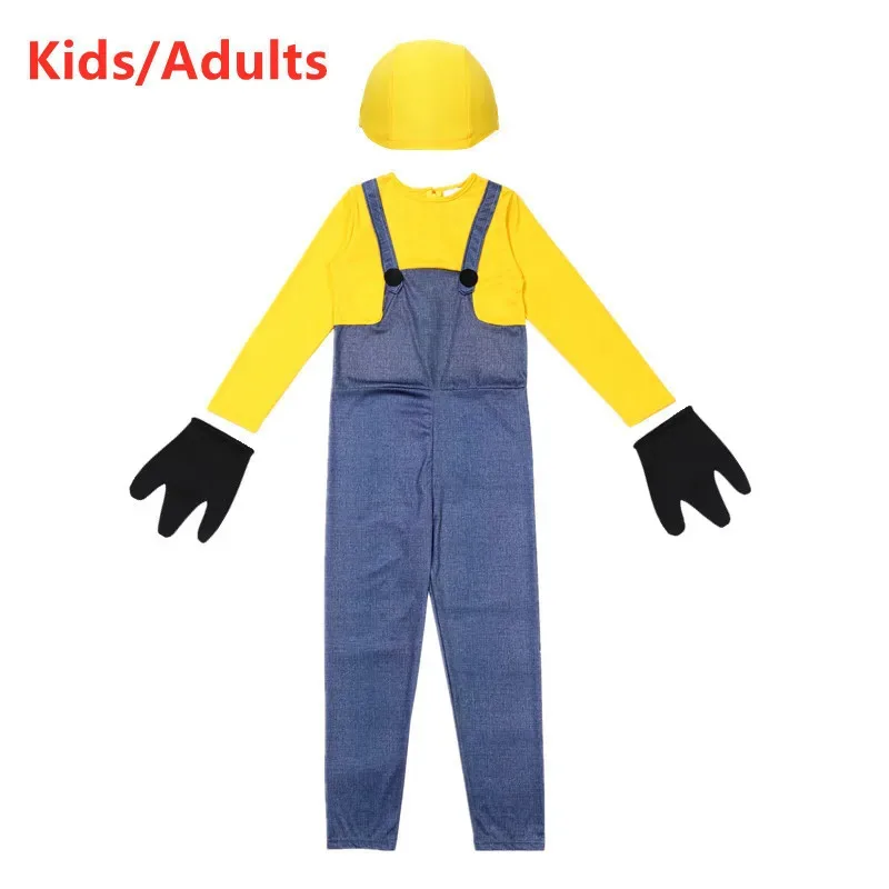 

Adult Kids Anime Yellow Role Play Costume Plumber Backpack Bodysuit Holiday Party Performance Costume with Gloves and Hat