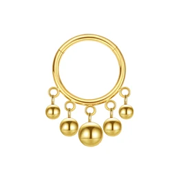 16G Septum Clicker Nose Rings Stainless Steel Hinged Beads Dangle Daith Helix Cartilage Earrings Piercing Jewelry