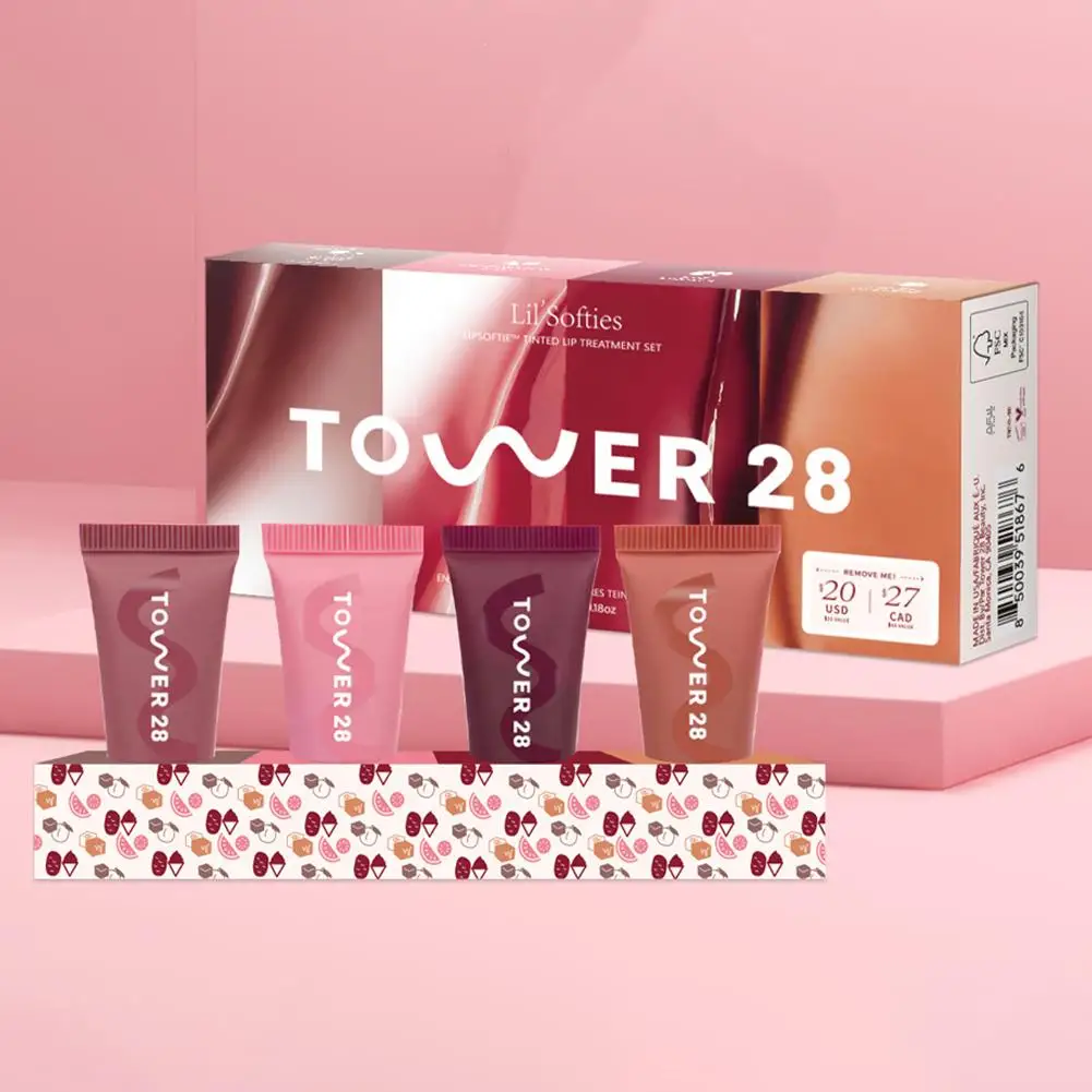 Getinte lippenbalsemset 4 stuks x 5g Hydraterend met vitamine E Natuurlijke pure kleur voor dagelijks gebruik Hydraterende lipverzorging Cadeaumake-up