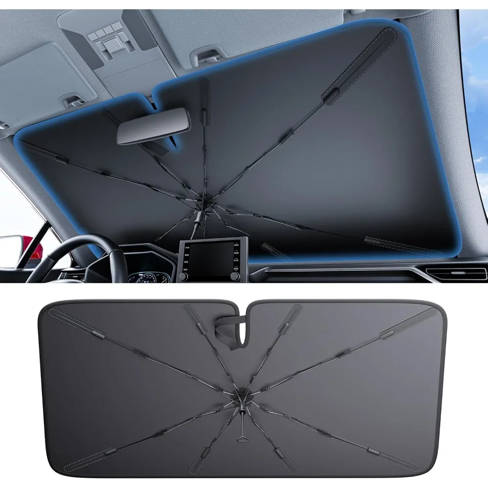 

2025 Ice-Shield Car Windshield Sun Shade [100% Sun Block, 4th-Gen Cooling Tech] Reflective Heat Insulation, Portable Foldable Fr