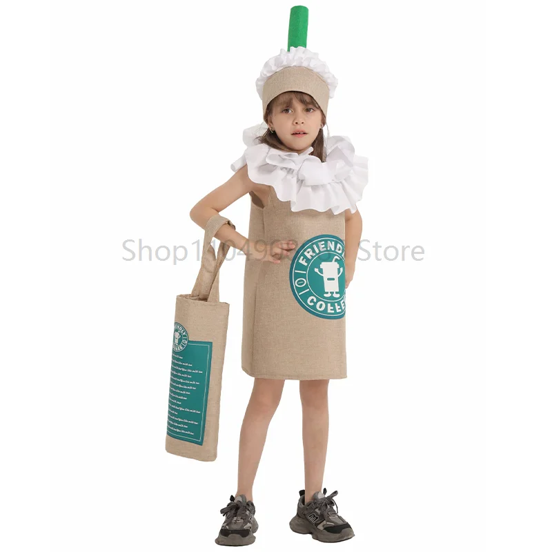 

Halloween Masquerade Children's Food Costumes Drinks Milk Tea Stage Role-playing Performance Clothes Children Outfit