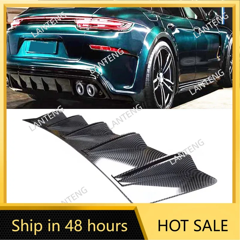 

Car Rear Diffuser Shark 10 Fins Bumper Wing Splitter Chin Spoiler Lip For Panamera 2010-2023 Body Protector Black