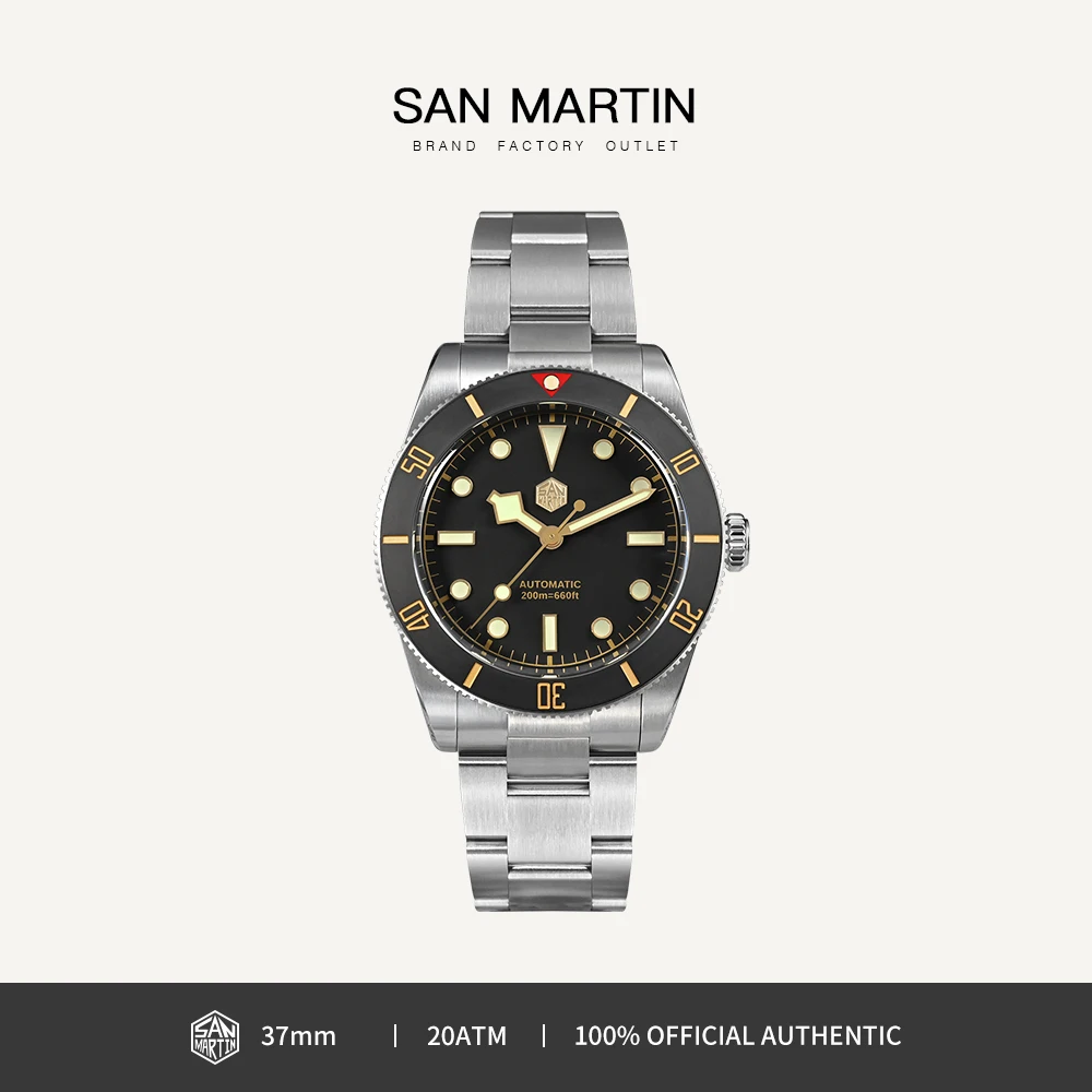 

San Martin Watch BB54 Retro Men 37mm Diving Watch NH35 Mechanical Stainless Steel Watches Waterproof 20Bar SN0138 Sapphire Glass