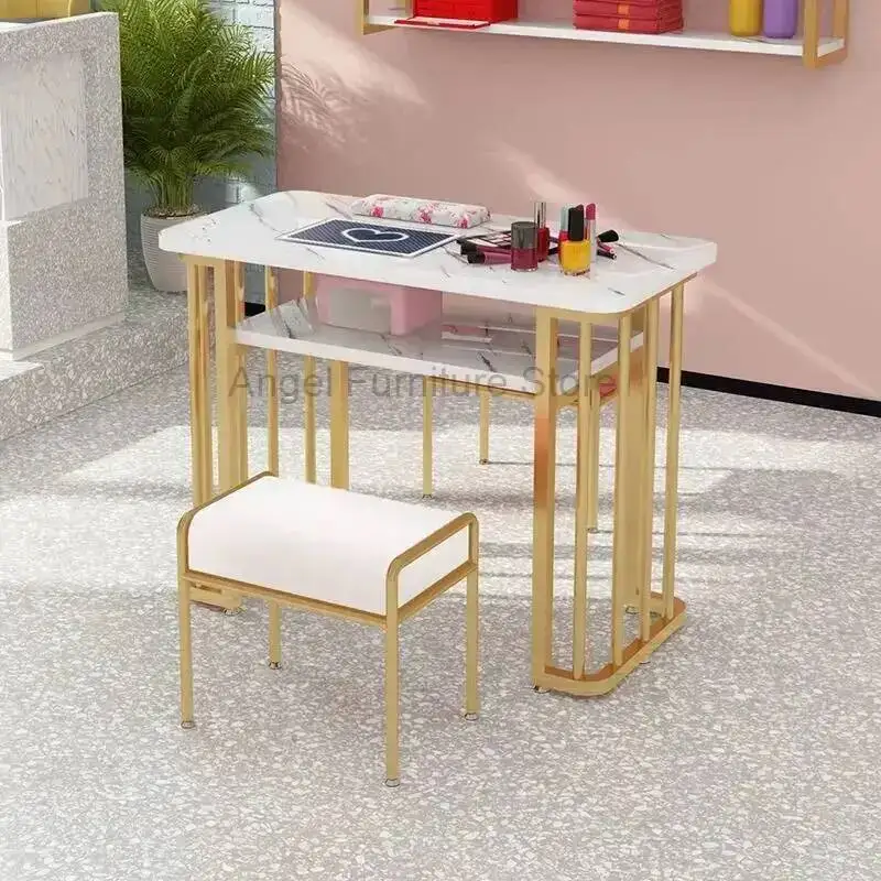 Nail Design Desk Simple Metal Minimalist Nordic Modern Manicure Tables Exquisite White Manicure Tafel Salon Furniture HD50ZJ