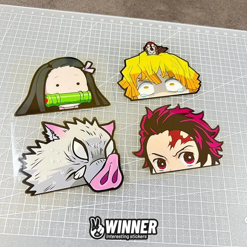 デーモンスレイヤーかわいい車のステッカー PVC バンパーフロントガラス蓋スクレープアクセサリー自動デカールオートバイのラップトップ装飾