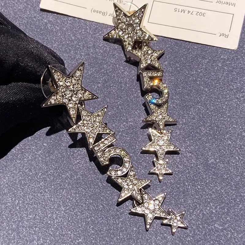 

Light luxury celebrity temperament gorgeous high sense full of diamond five-pointed star flash earrings