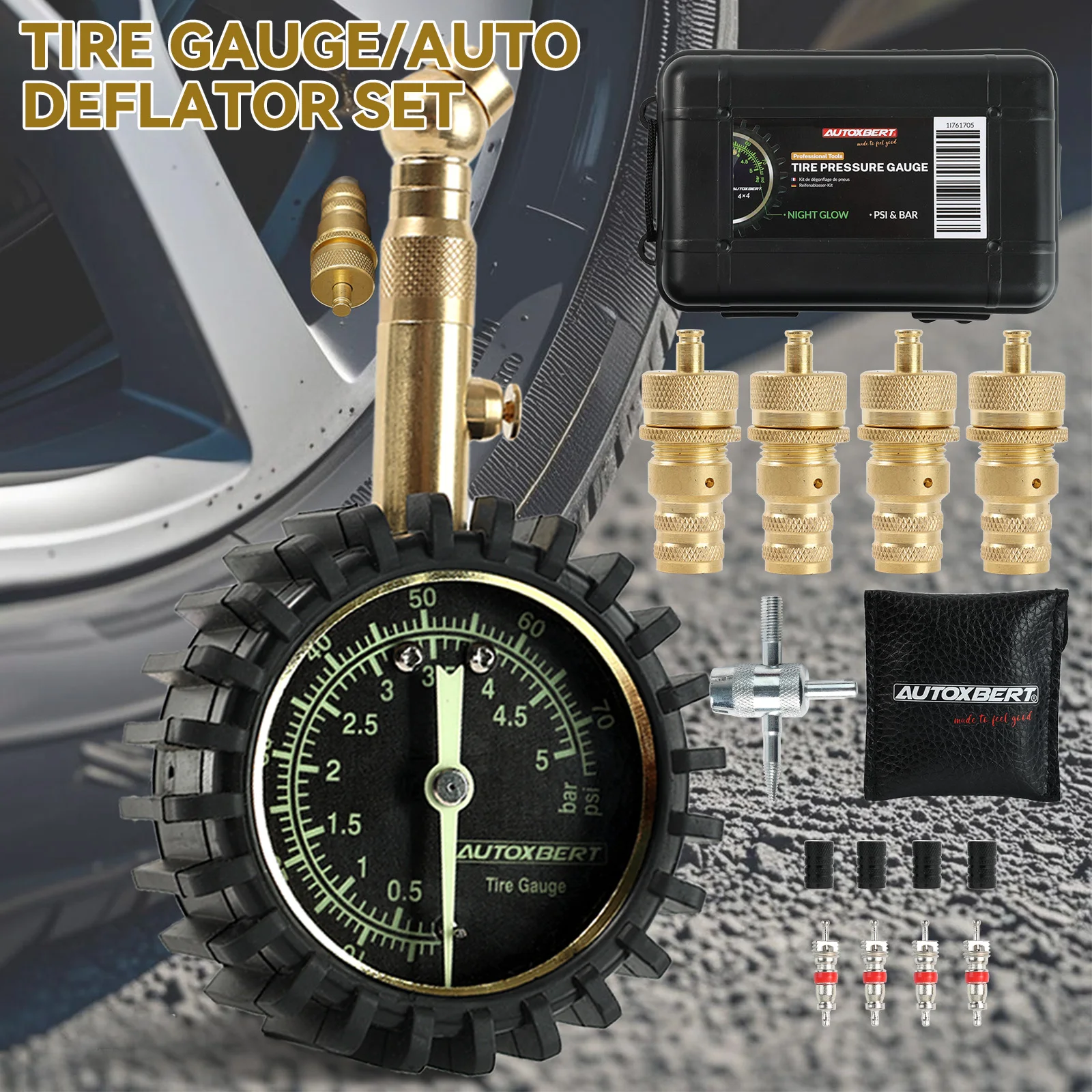 

6-30 PSI Adjustable Auto-Stop Air Down Tool Dual Scale Tire Pressure Gauge for Jeep Truck Bicycle ATV 4 X 4 Offroad Accessories