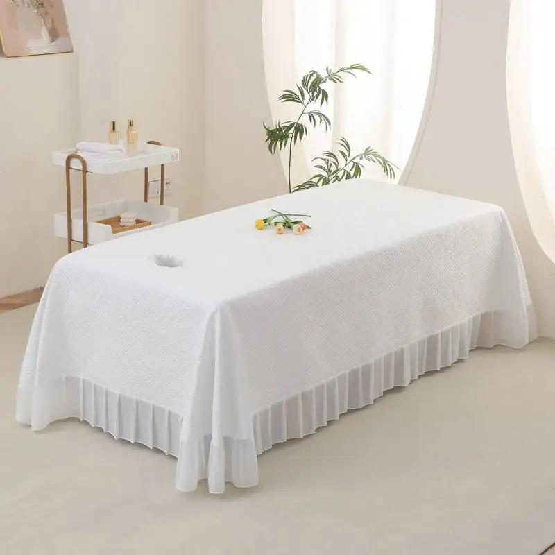 

Beauty Salon Bedsheet Cosmetic Salon Bed Covers Massage Treatment Bedspread SPA Bed Table Cover Bed Sheets With Hole