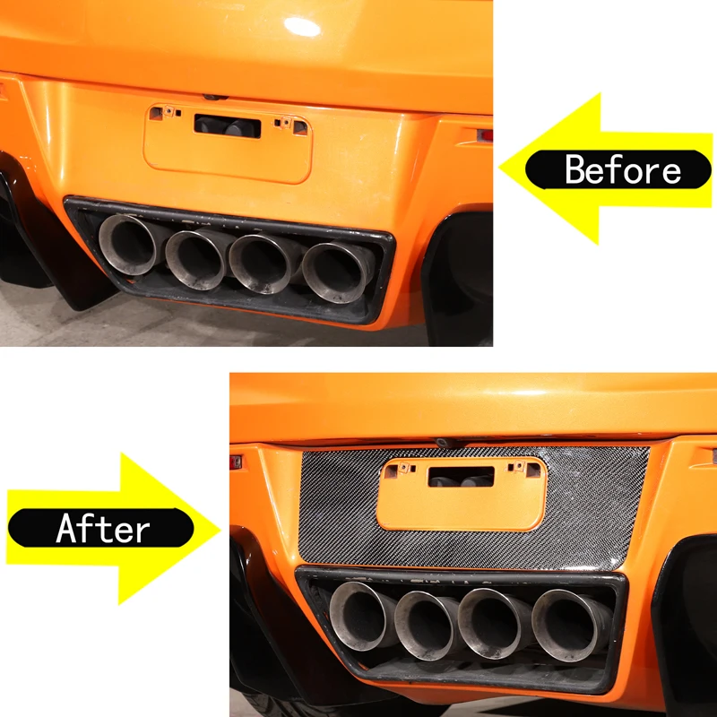 

1Pcs Soft Carbon Fiber For 2014-2019 Chevrolet Corvette C7 Car Styling Rear License Plate Frame Panel Sticker Exterior Parts