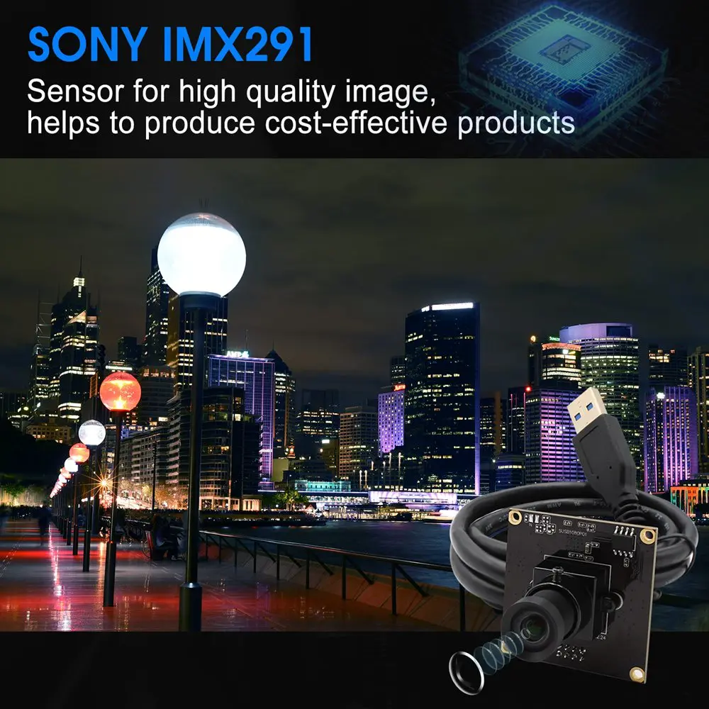 ELP 1080P USB Camera Module 2MP 50fps  High Speed USB3.0 Camera Low Light Industrial Webcam with No Distortion Lens