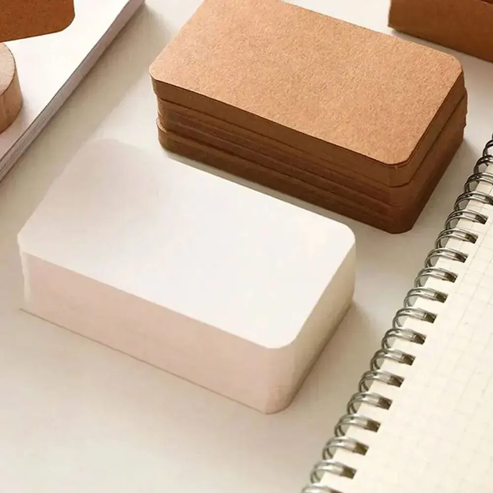 100pcs Blank Kraft Paper Cards, 3.54*2 Inch Blank Card Kraft Paper Note DIY Gift Card for Learning Memory