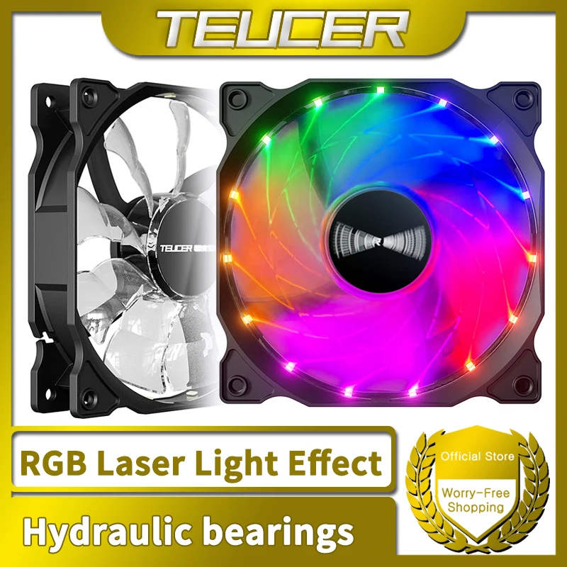 Teucer 120มม. RGB ไฟเอฟเฟกต์ casing PC 12V 4Pin ใหญ่แบริ่งไฮดรอลิกแบบไม่เป็นทางการพัดลมทำความเย็นเงียบ