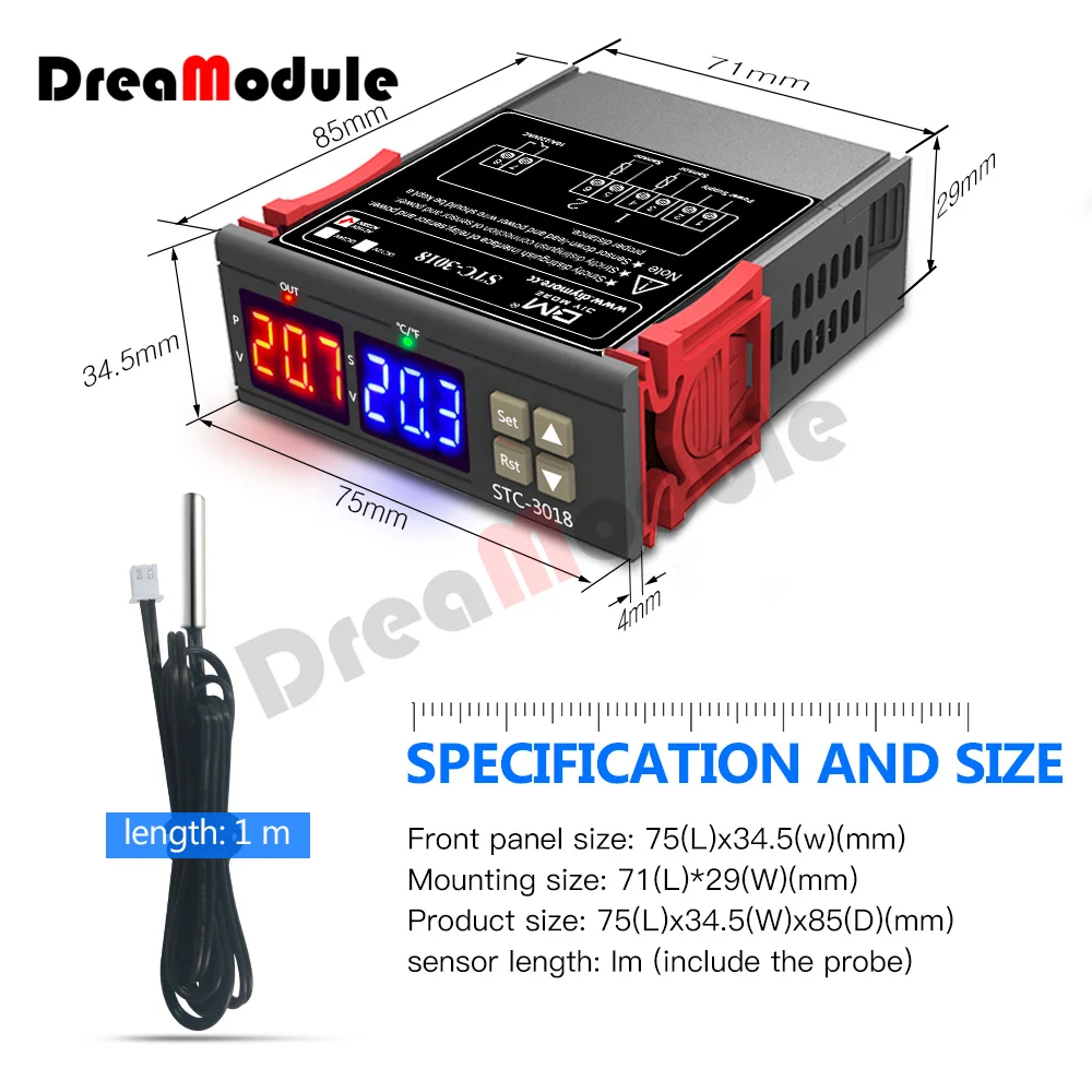 STC-3018 STC 3018 LED Digital Temperature Controller Thermostat Thermoregulator Incubator DC 12V 24V AC 110V 220V STC3018