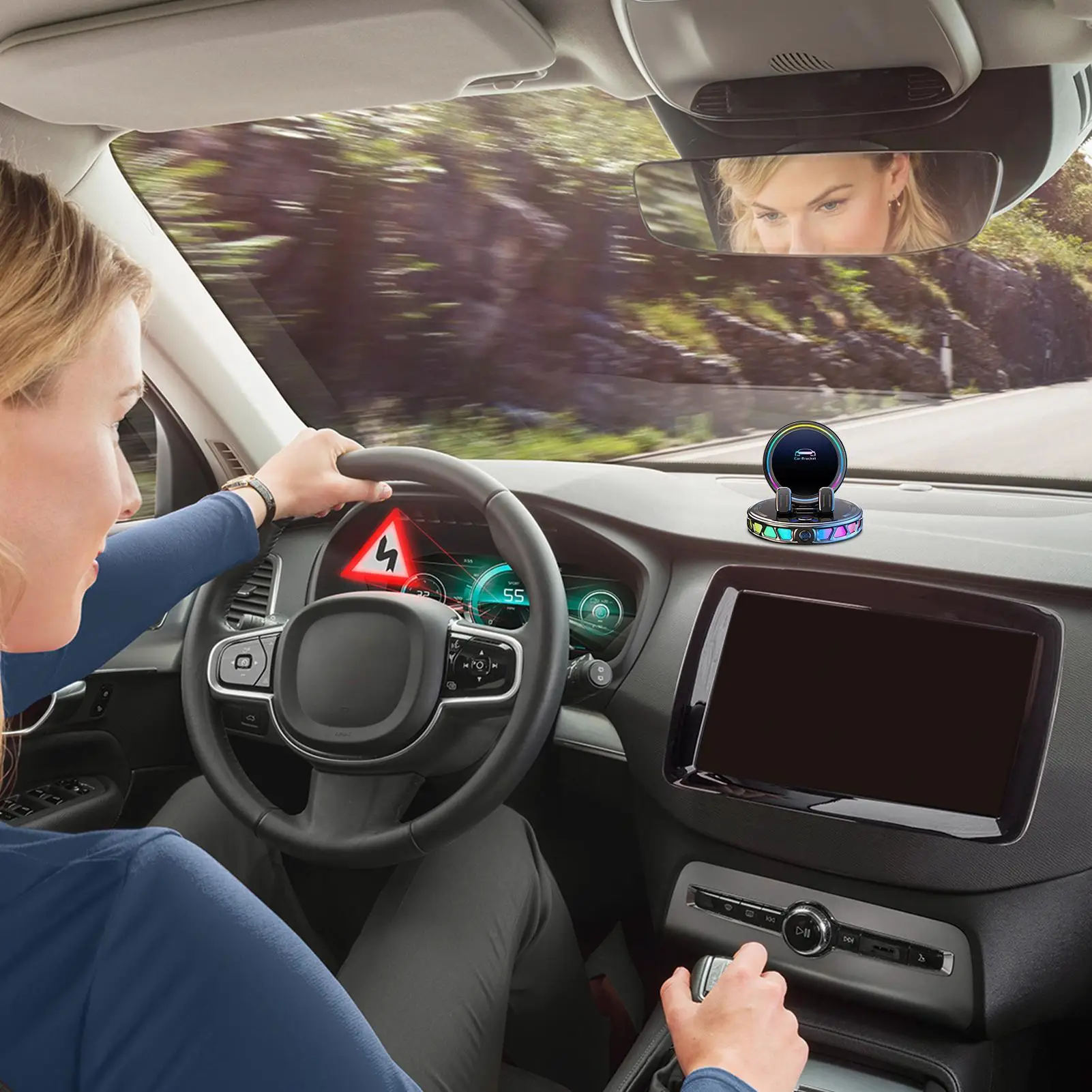 Wireless Car Charger 15W Fast Charging Clamping Suction up 360 Degree Rotatable Car Phone Charger Mount for Auto Truck Vehicle