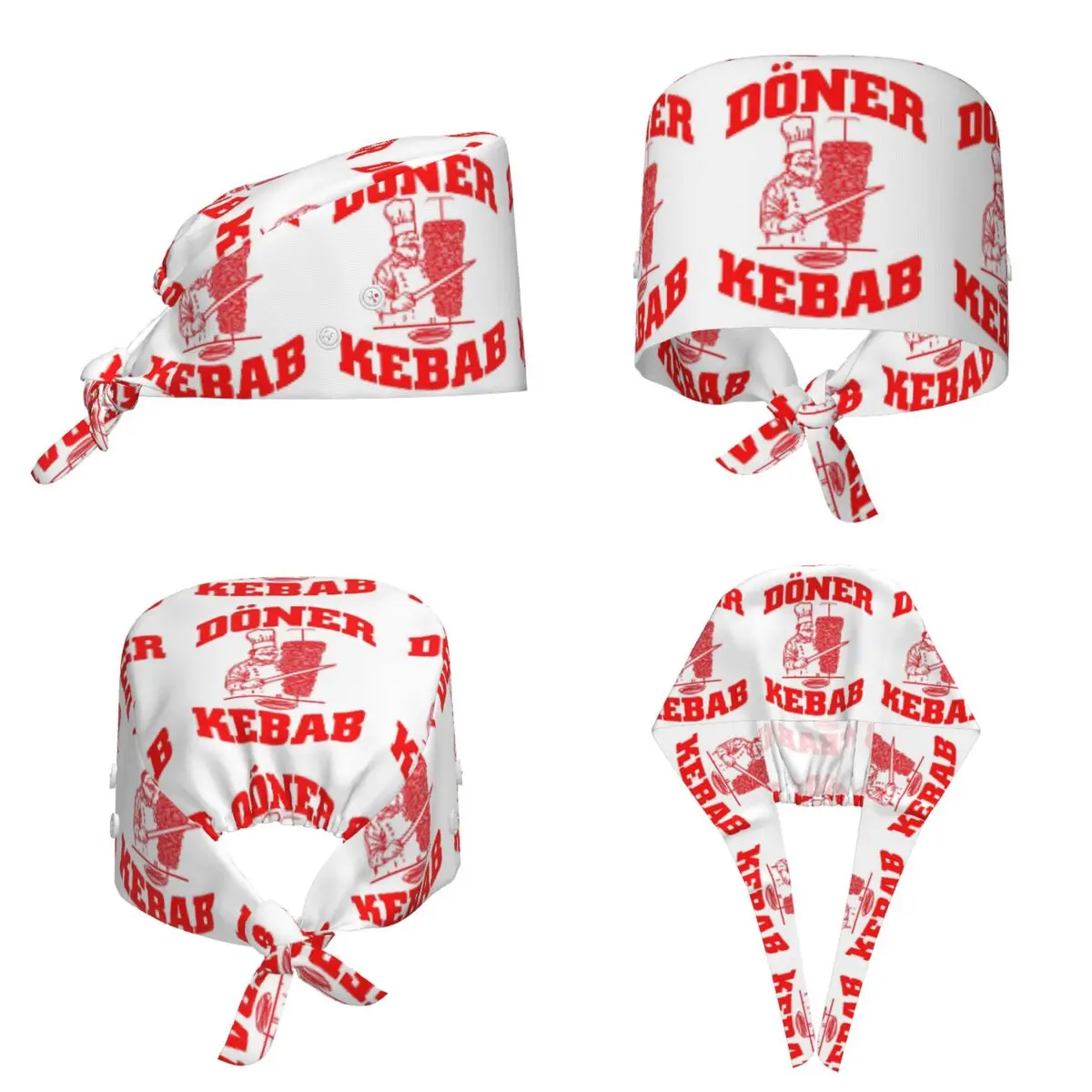 Doner Kebab Print Scrub Hat Doctor Working Surgical Cap Unisex Adjustable Nursing Caps for Dentist