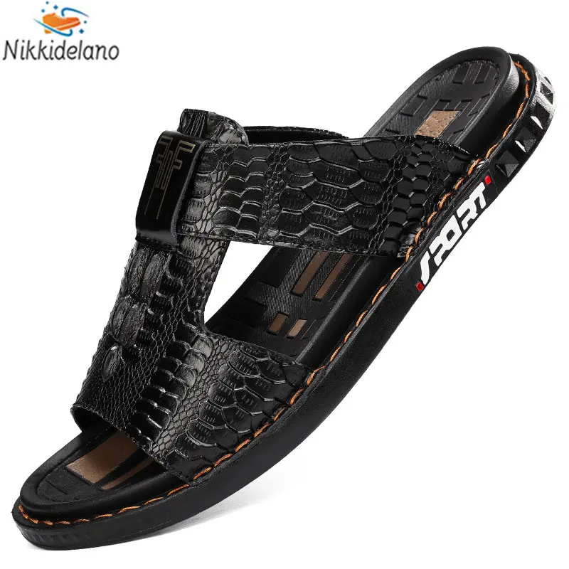 Sandalias de playa de cuero Para Hombre, zapatos de ocio de fondo suave, calzado de Verano, nuevo estilo