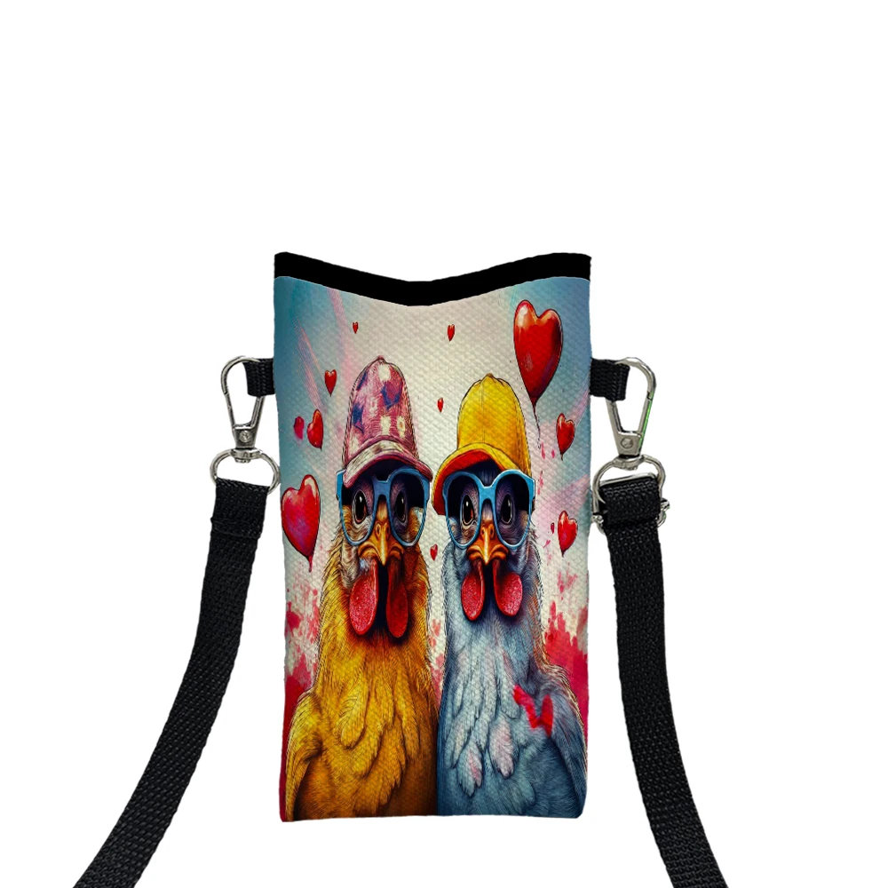 الحيوانات اللوحة الدجاج الخيال حقيبة الهاتف المحمول متعددة الوظائف Crossbody حقيبة الهاتف حزام قابل للتعديل حقيبة كتف للنساء3.20