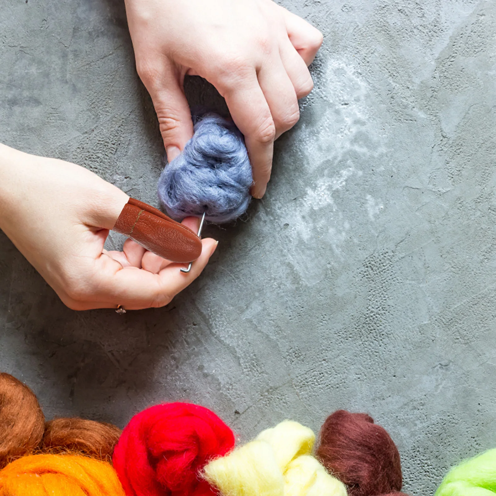 

10Pcs Finger Protectors PU Thimble for Needle Felting Sewing DIY Finger Cots Craft Tools Quilting Thimbles