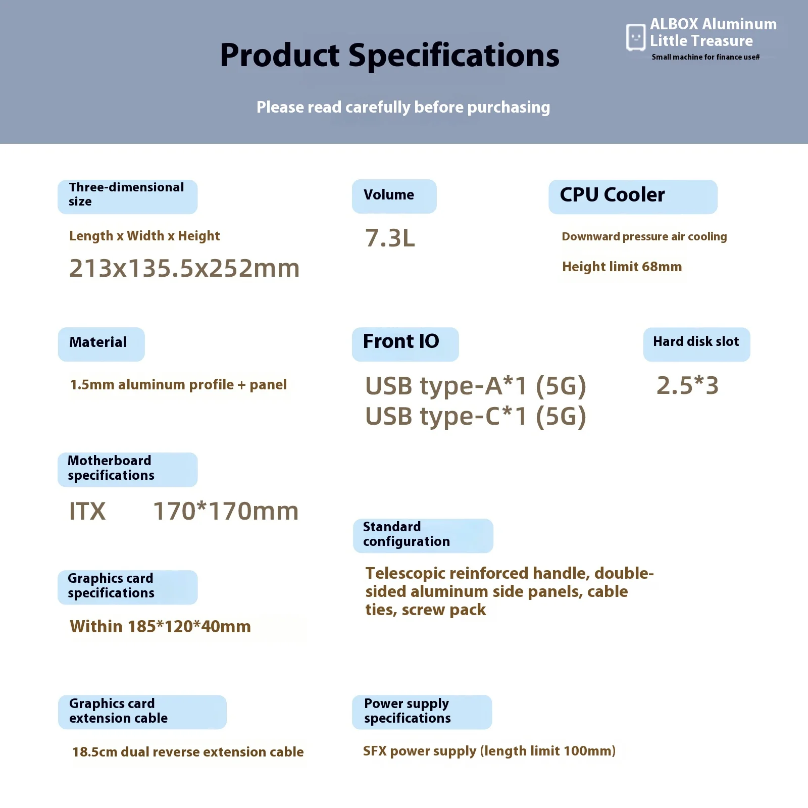 P20 Portable A4 Portable Host SFX Power Supply Mini Compact Ultra-Small All-Aluminum ITX Case
