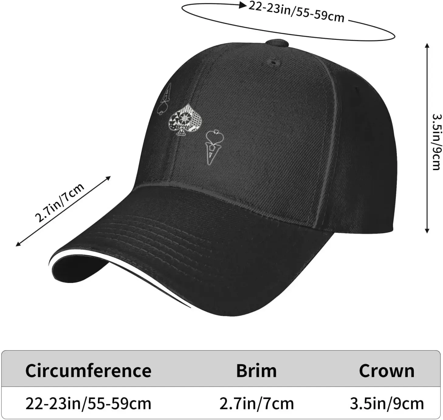 Unisex Ace of Spades Poker Baseball Cap Adjustable Geometric Baseball Hat for Women Men