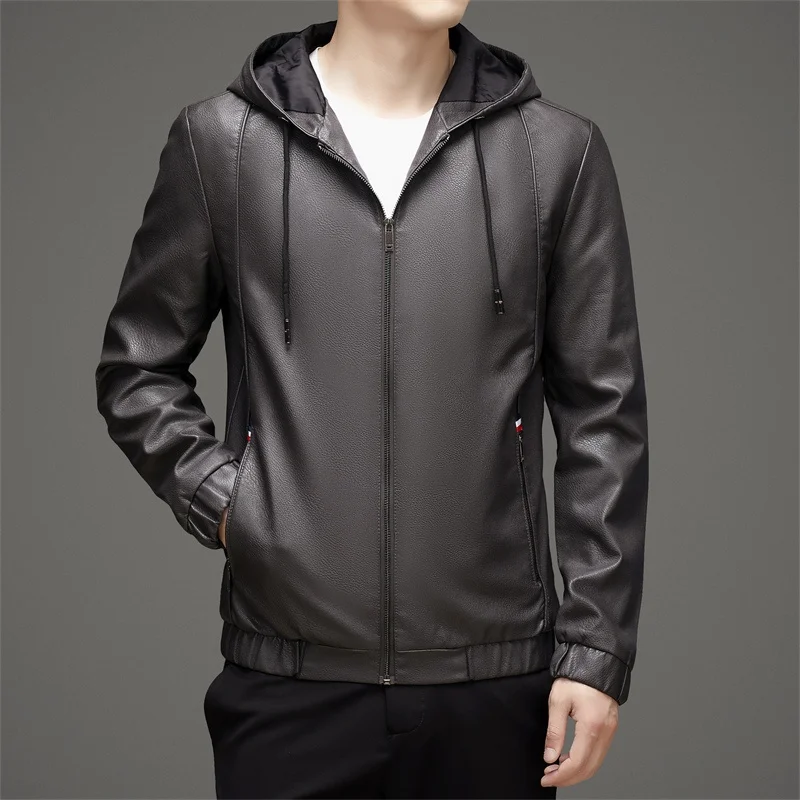 

Новая мужская зимняя куртка из искусственной кожи на флисовой подкладке, повседневная, в байкерском стиле, корейская версия, стандартной длины