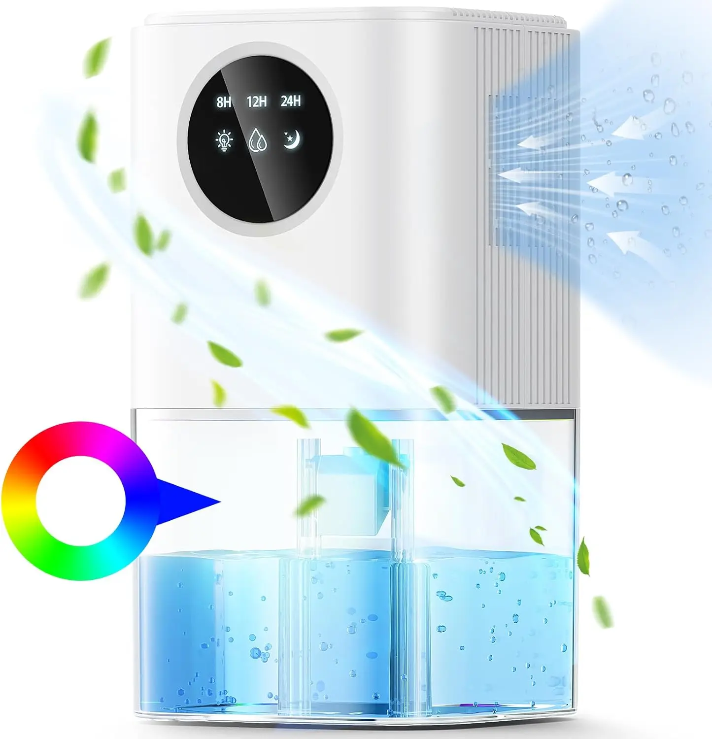 

Small Dehumidifying with Water Tank For Home Bedrooms Auto Shut Off & Defrost Timer Sleep Mode and 7 Colors LED Light Quiet