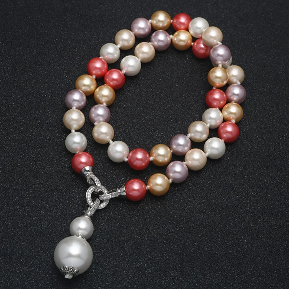 New Fashion Glass Pearl Pendant Necklace for Women Luxury Charm Girls Gift Collarbone Chain Sweater Chain Bulk Items Wholesale