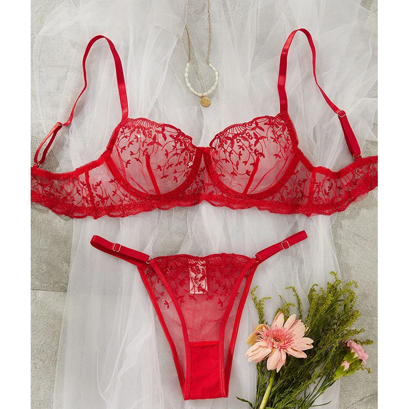

Fancy Lingeries Sexy Hot Bra Panties Sets Women's Ethical Underwear Summer Thin Mesh Underwear Set See Through Erotic Lingerie