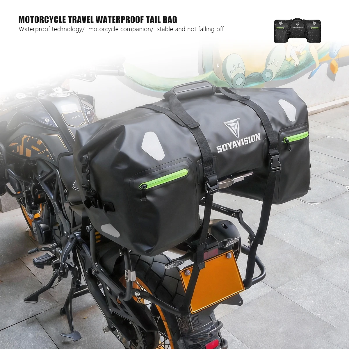 

Водонепроницаемая сумка для мотоцикла SOYAVISION 50L/80L большой вместимости, дорожная сумка для путешествий, сумка на заднее сиденье