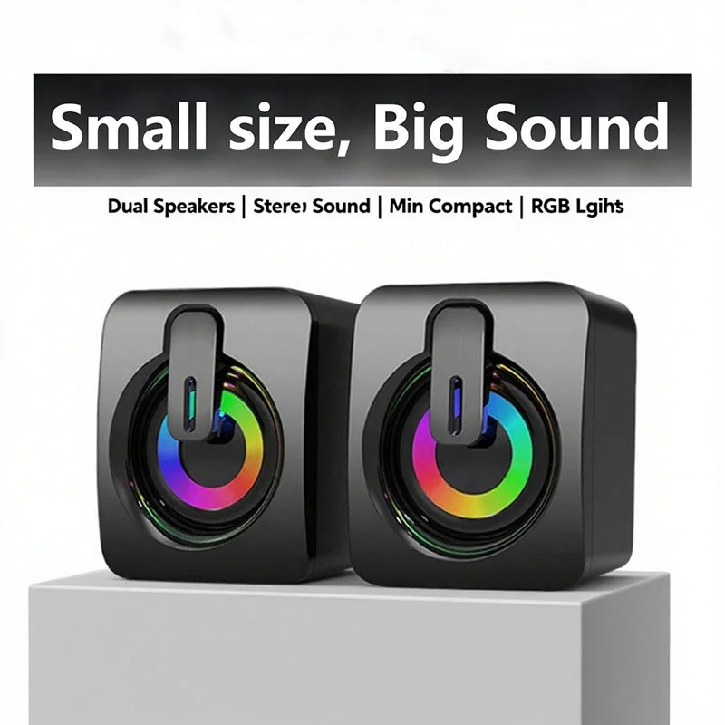 Mini Computer Sound Box PC Sound Box HIFI Stereo Surround Lautsprecher Mit LED-Licht Für Desktop-Computer Projektor Tablet Laptops