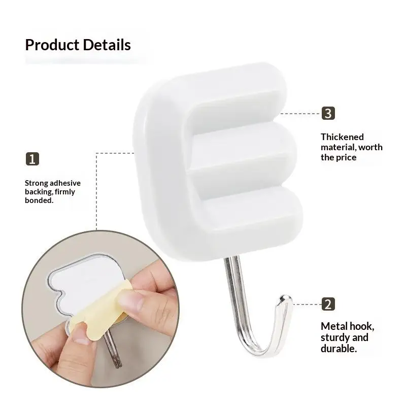 Decorative LOVE Letter Self Adhesive Wall Hooks No Drilling Sticky Hanger for Key Coat Hat Hanging Entryway