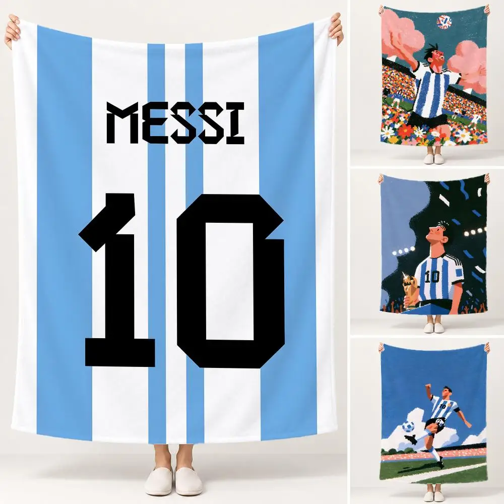 Athlete Messi Throw Soft Plush Flannel Pet Blanket, Home Decor Cover for Sofa, Bed, Trip & Picnic