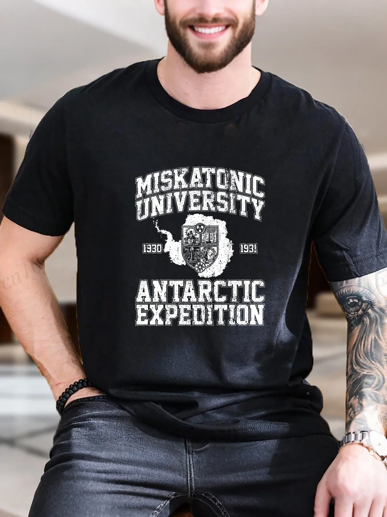 

New Arrival Fashion Miskatonic University Antarctic Heavyweight Hot Sale Vintage Funny Fashionable Men's T-Shirt