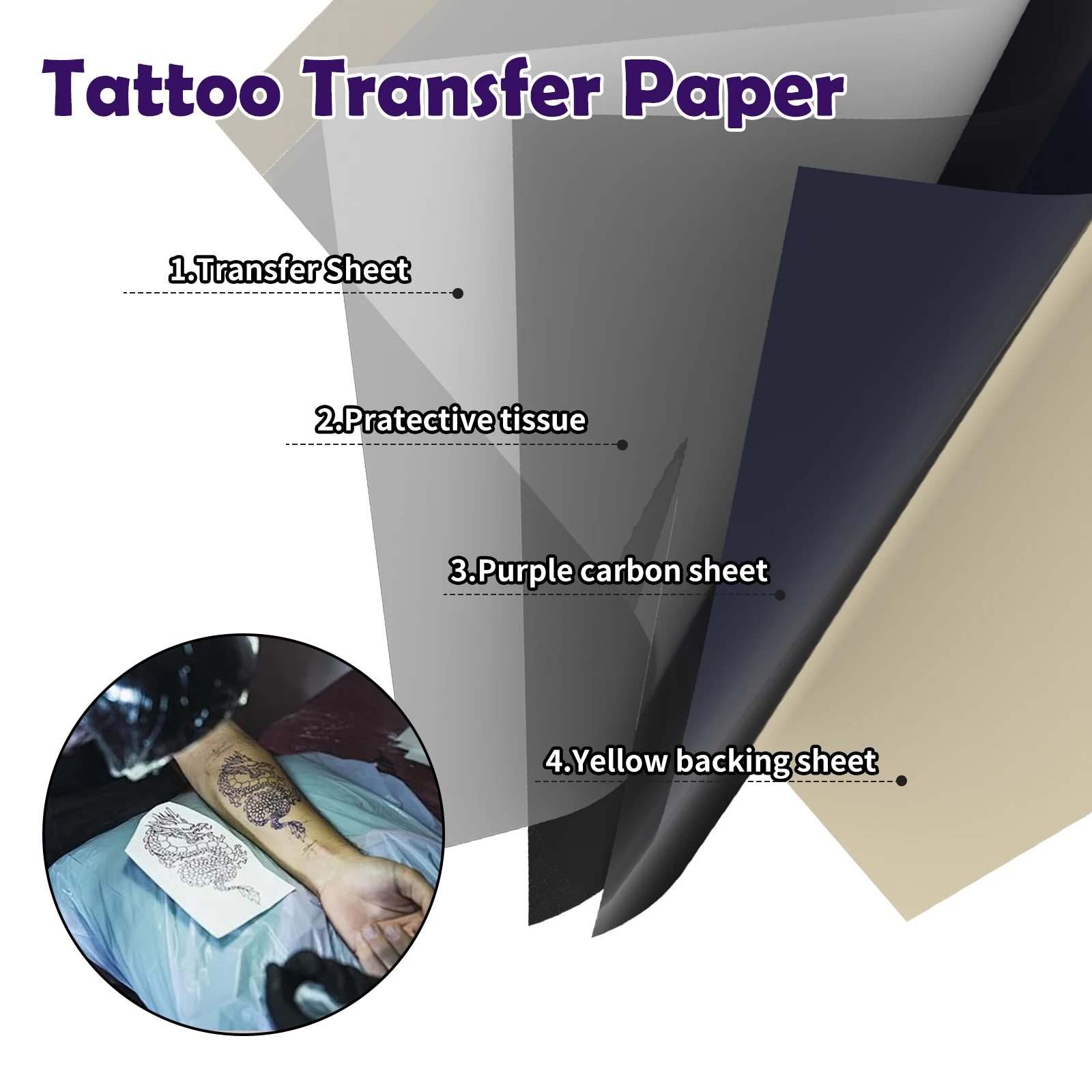 Tattoo Skin Practice Kit 40Pcs Tattoo Starter Kit Tattoo Transfer Paper 1Pcs Tattoo Stencil Gel 20Pcs Tattoo Ink Cap Tattoo Kit