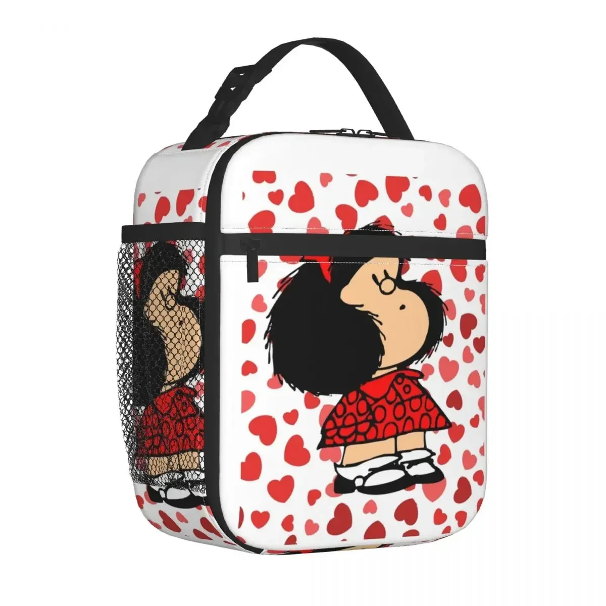 Mafalda Anime Plaid Insulated Lunch Bag Thermal  Meal Container Leakproof  Box Tote Food Handbags Work Travel